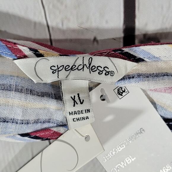 Speechless Linen Multi Color Striped Sleeveless V Neck Dress XL NWT - Picture 4 of 9